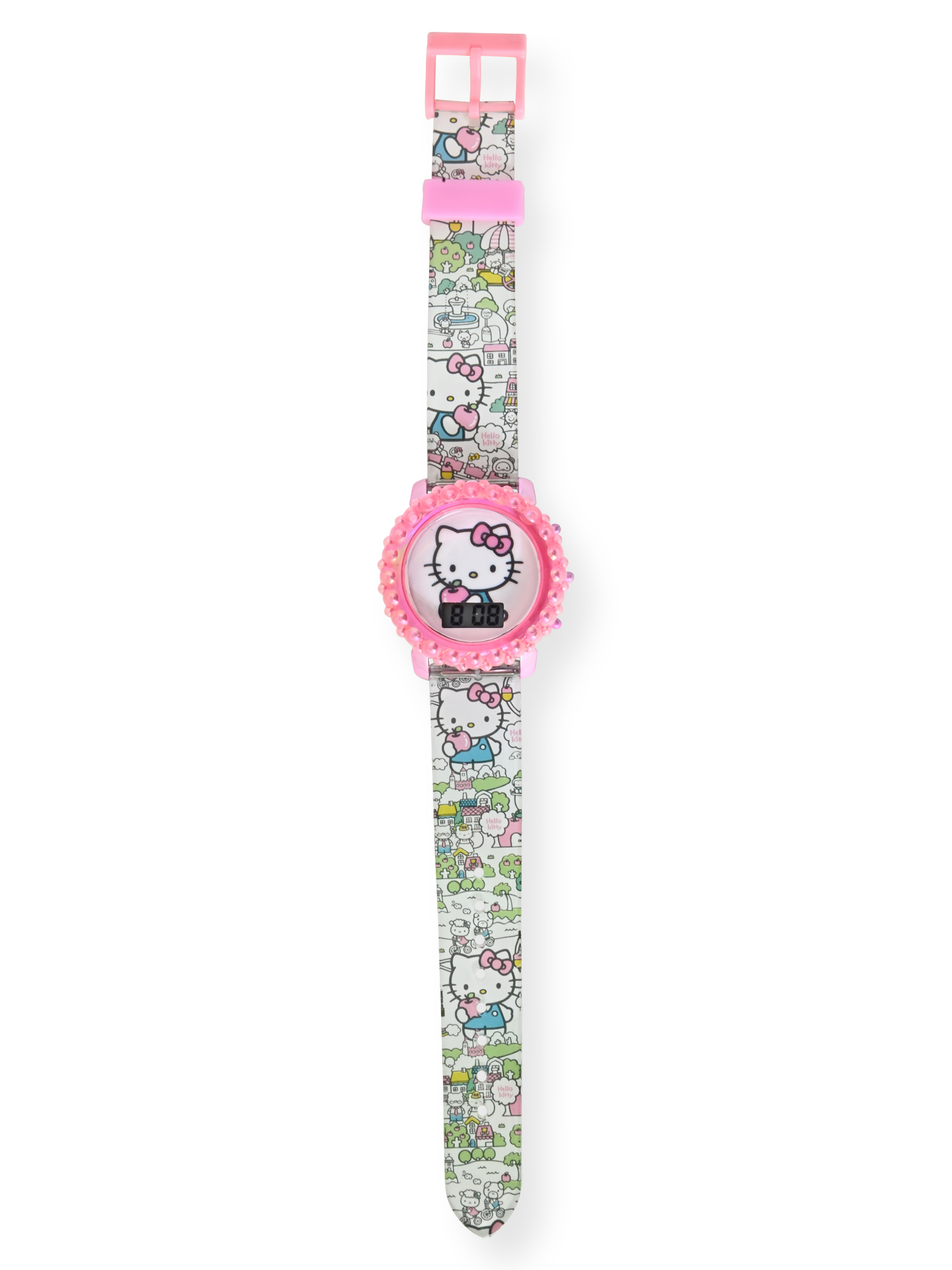 HK4166WM Hello Kitty Kids Molded Case Flashing Lights LCD Watch with Printed Strap - image 2 of 3