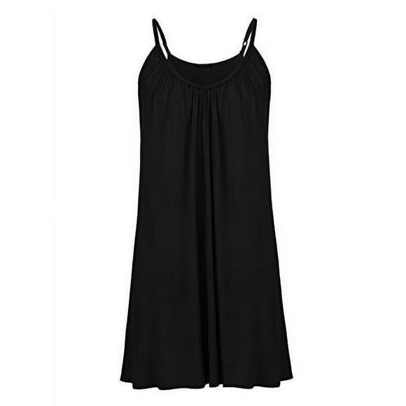 Womens Plus Size Nightgown Sleeveless Sleepwear Modal Cotton Sleepshirts Slip Night Dress (L-5Xl) Black