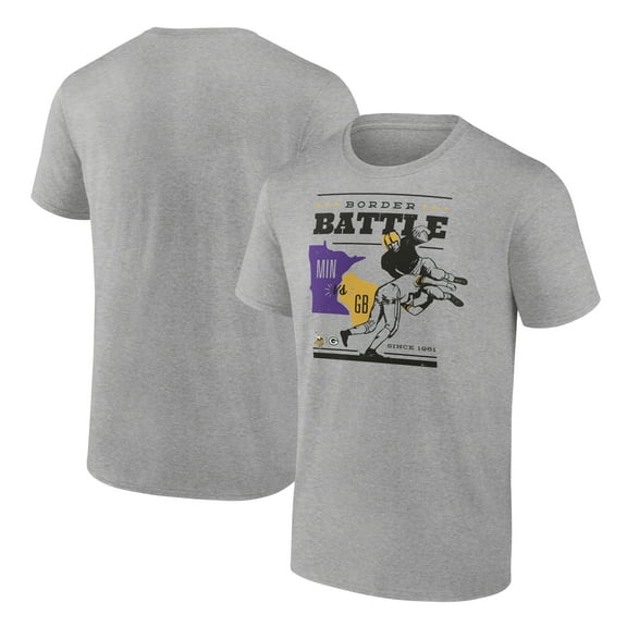 Men's  Heather Gray Minnesota Vikings vs. Green Bay Packers Battle Border T-Shirt