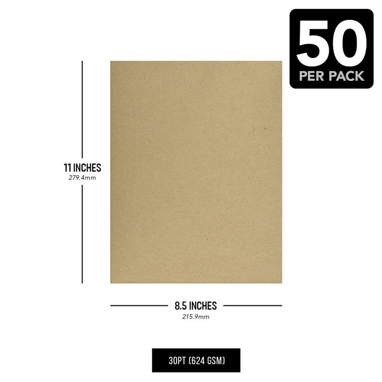 Brown Kraft Chipboard Medium Weight 30pt (Point) Cardboard Scrapbook Sheets | Great for Arts & Crafts, Scrapbooking, Packaging, Notepad Backing, Gift