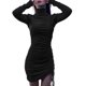 thumbnail image 3 of VISgogo - Vestido corto plisado con cordón de color sólido para mujer, informal, de manga larga VISgogo  moda, 3 of 6