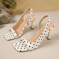 thumbnail image 4 of Samdudou Stiletto Sandals Womens Summer Open Toe Dotted Pattern Slingback High Heel Dressy Party Evening Daily Wear Ladies Outdoor Vacation Beach Shopping Essential Footwear, 4 of 9