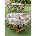 thumbnail image 4 of Outdoor Tablecloth with Umbrella Hole for Patio/Picnic/Party/Camping, Beige Grey Coastal Waterproof Table Cloth Round Cover Washable, Nautical Beach Starfish Coral Shell Modern (Dia 54"), 4 of 9