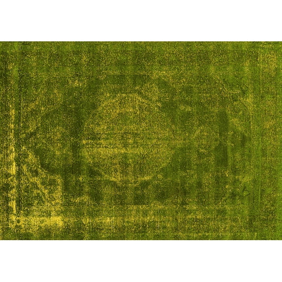 Ahgly Company Machine Washable Indoor Rectangle Oriental Yellow Industrial Area Rugs, 4' x 6'