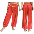 thumbnail image 5 of Haitryli Womens Belly Dance Pants Shiny Sequined Bloomers Harem Pants Stage Performance Trousers Red L, 5 of 6