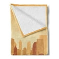 thumbnail image 2 of San Diego Soft Flannel Fleece Throw Blanket, City Skyline Silhouette Buildings and Sailing Ship Modern Design, Cozy Plush for Indoor and Outdoor Use, 50" x 60", Pale Orange Cinnamon, by Ambesonne, 2 of 5