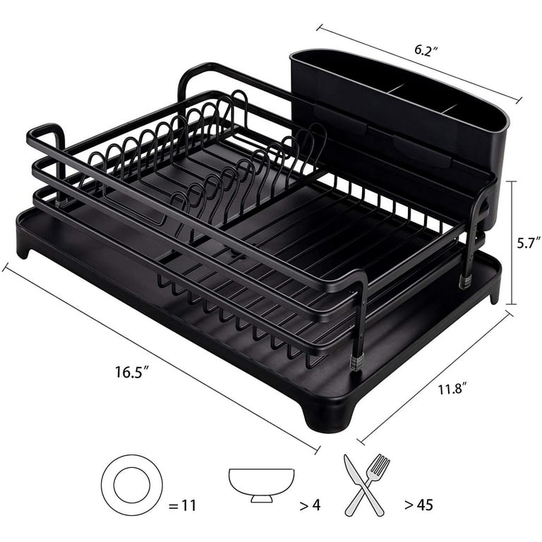 Dropship Expandable Dish Drying Rack Adjustable Dual-Part Dish Drainer With  Detachable Utensil Holder to Sell Online at a Lower Price