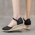 thumbnail image 6 of Mepaouo Womens Wedge Sandals Summer Espadrille Heel Platform Closed Toe Casual Walking Shoes Black Size 9, 6 of 9
