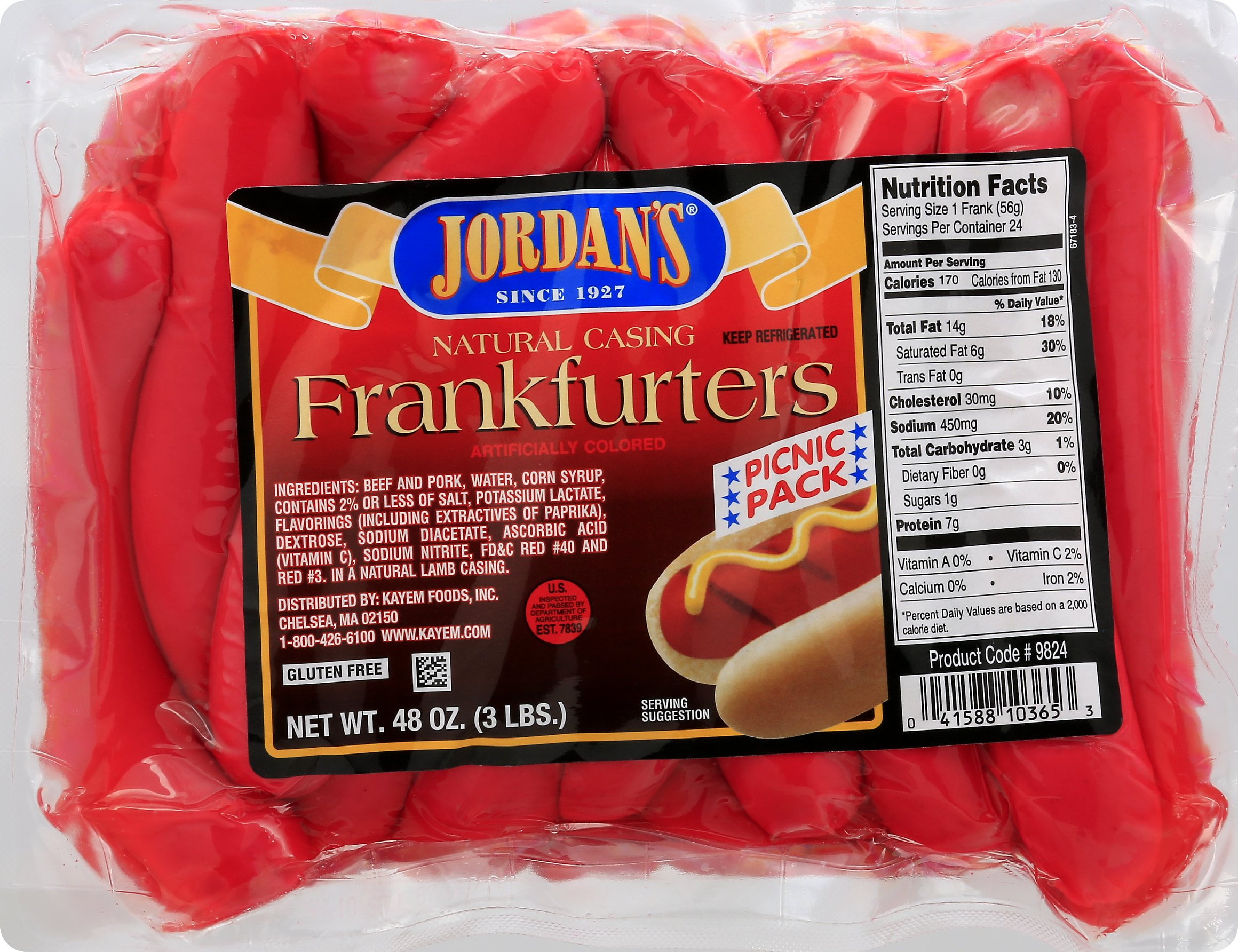 Jordan S Natural Casing Frankfurters 48 Oz Walmart Com Walmart Com