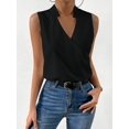 thumbnail image 4 of Womens Pleated Tank Tops V Neck Casual Sleeveless Blouses Summer Basic Vest Shirt Black S, 4 of 6