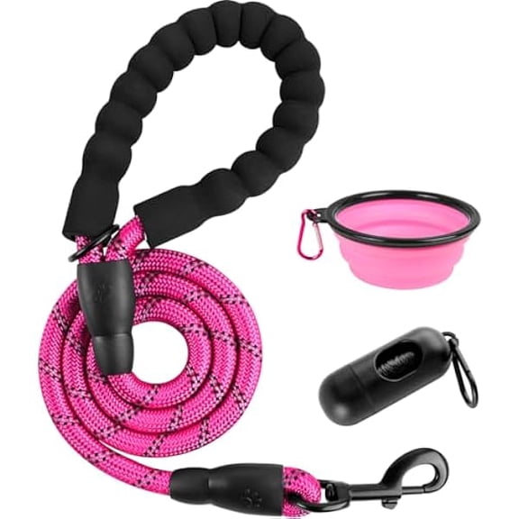 Eryueer Dog Leashes for Large Dogs Heavy Duty Dog Leash 4/5/6 FT with Comfortable Padded Handle and Highly Reflective Threads for Medium Large Dogs Walking Training Running (4FT-1/2'',Fushcia)