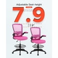 thumbnail image 4 of Dkelincs Mesh Drafting Chair Tall Office Chair Ergonomic Computer Desk Chair Adjustable Task Chair with Foot Ring, Pink, 4 of 6