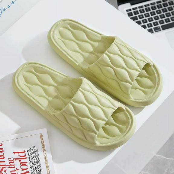 Nvzi -b Pillow Slippers for Women and Men Non Slip Quick Drying Shower Slides Bathroom Sandals ，Ultra Cushion ，Thick Sole（Size：38-39，Green）
