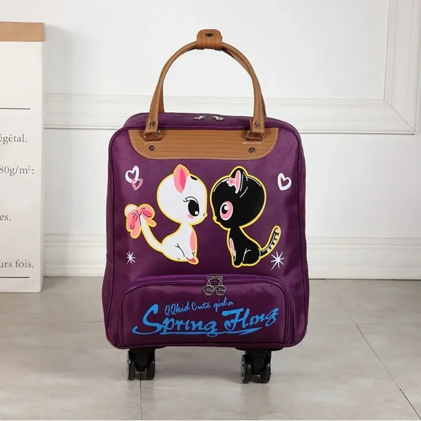 Bolso de viaje de negocios a la moda para mujer, bolsas con ruedas, equipaje rodante de viaje de gran capacidad, bolso de maleta Retro para chica