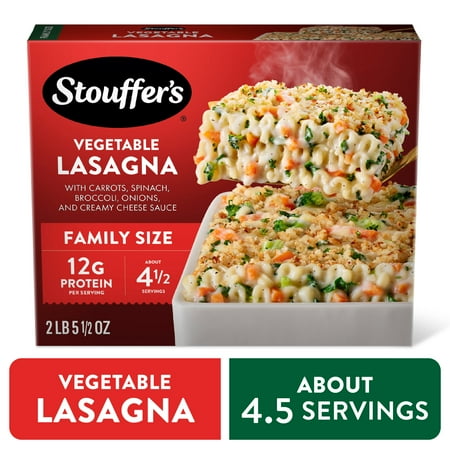 Stouffer’s Vegetable Lasagna, Family Size Lasagna, Easy Frozen Dinners 37.5 oz