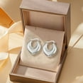 thumbnail image 4 of DESIGNICE Statement Earrings for Women,Stainless Steel Plated C-Shaped Hoop Chunky Silver Earrings,Hoop Earrings for Women Wife Girlfriend Fashion Jewelry Accessories Gift,Style6, 4 of 7
