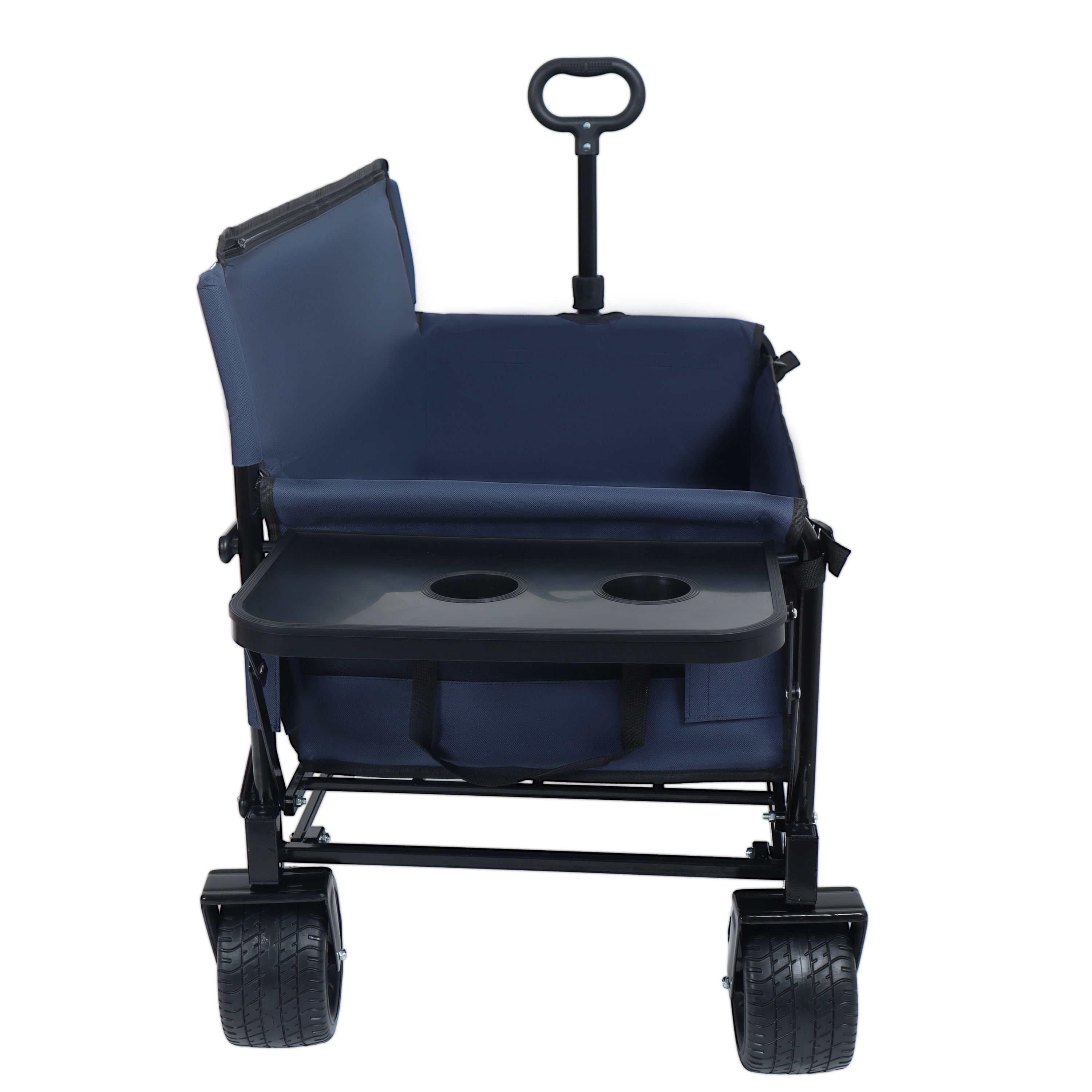 3-in-1 Convertible Folding Wagon Cart with Bench Seat & Rear-Mounted Folding Tabletop - 500lbs Utility Wagon, 180L Capacity All-Terrain Wheels for Camping, Beach, Sports, Garden
