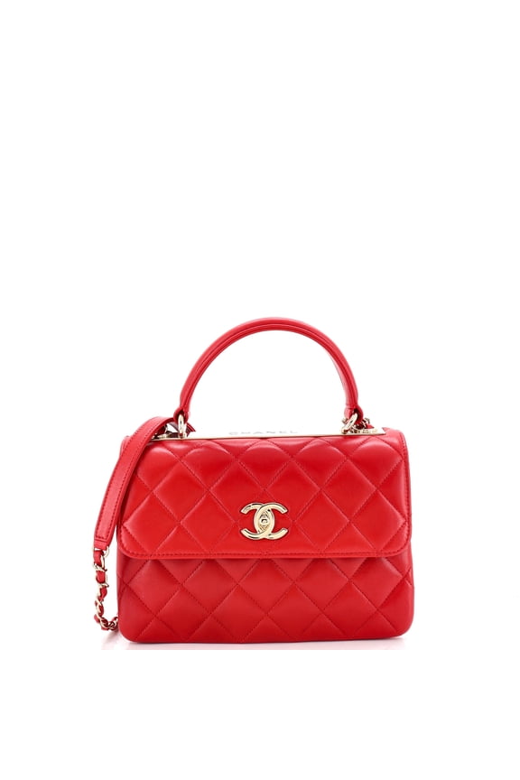 Pre-Owned Trendy CC Top Handle Bag Quilted Lambskin Small By Rebag