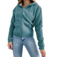 thumbnail image 2 of Womens Zip Up Hoodies Thermal Sherpa Lined Fleece Jacket Long Sleeve Hooded Sweatshirt Fall Fashion Winter Coat, 2 of 4