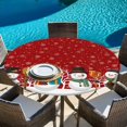 thumbnail image 6 of Red Snowman Round Tablecloth, Fitted Table Cover with Elastic for 45"-54" Round Tables, Christmas Winter Snowflake Xmas Tree Table Cloth Outdoor Indoor Dinning Party Waterproof Tablecloths, 6 of 7