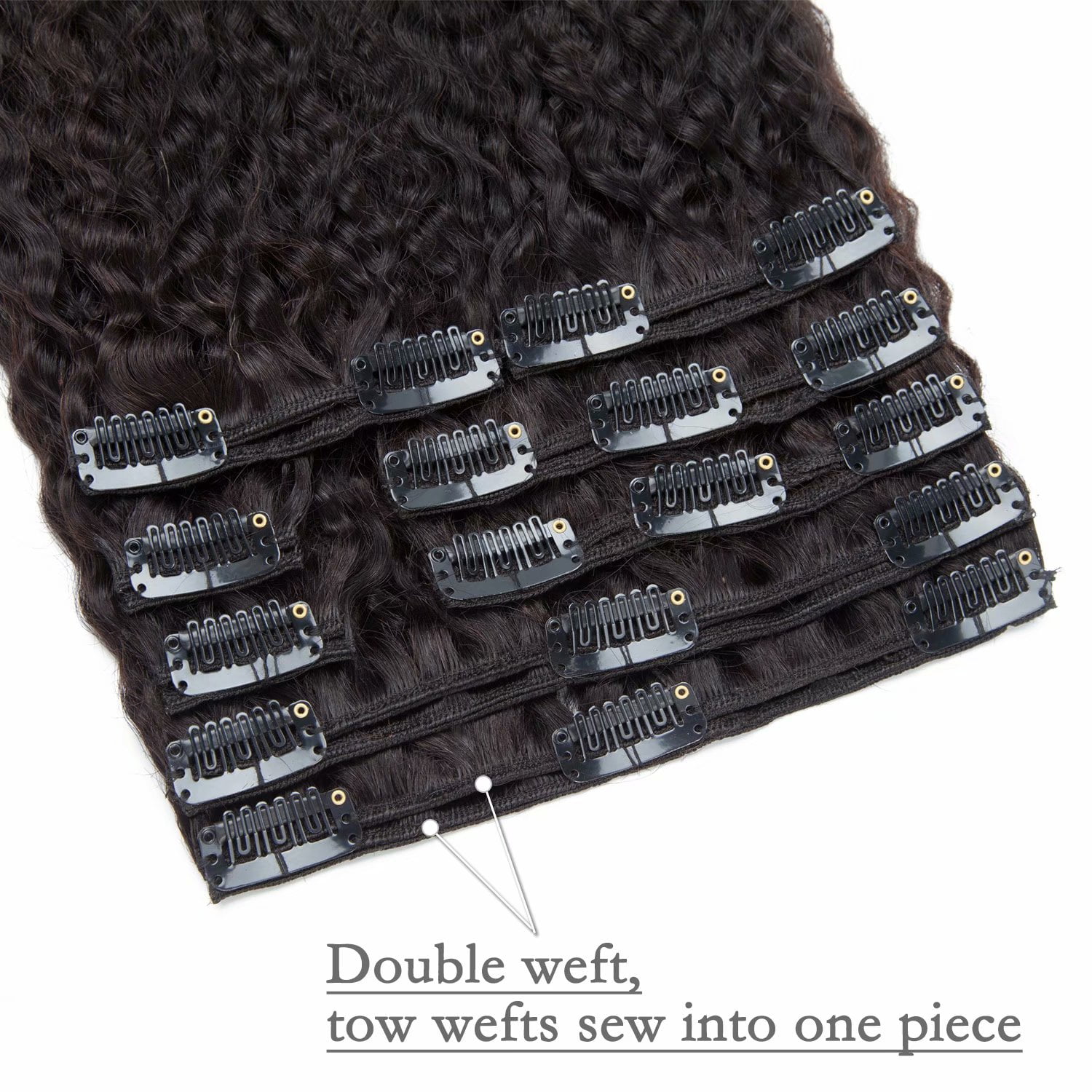 Benehair Clip In Human Hair Extensions Afro kinky Straight Double Weft Black Brazilian Virgin Remy Hair Thick Full Head