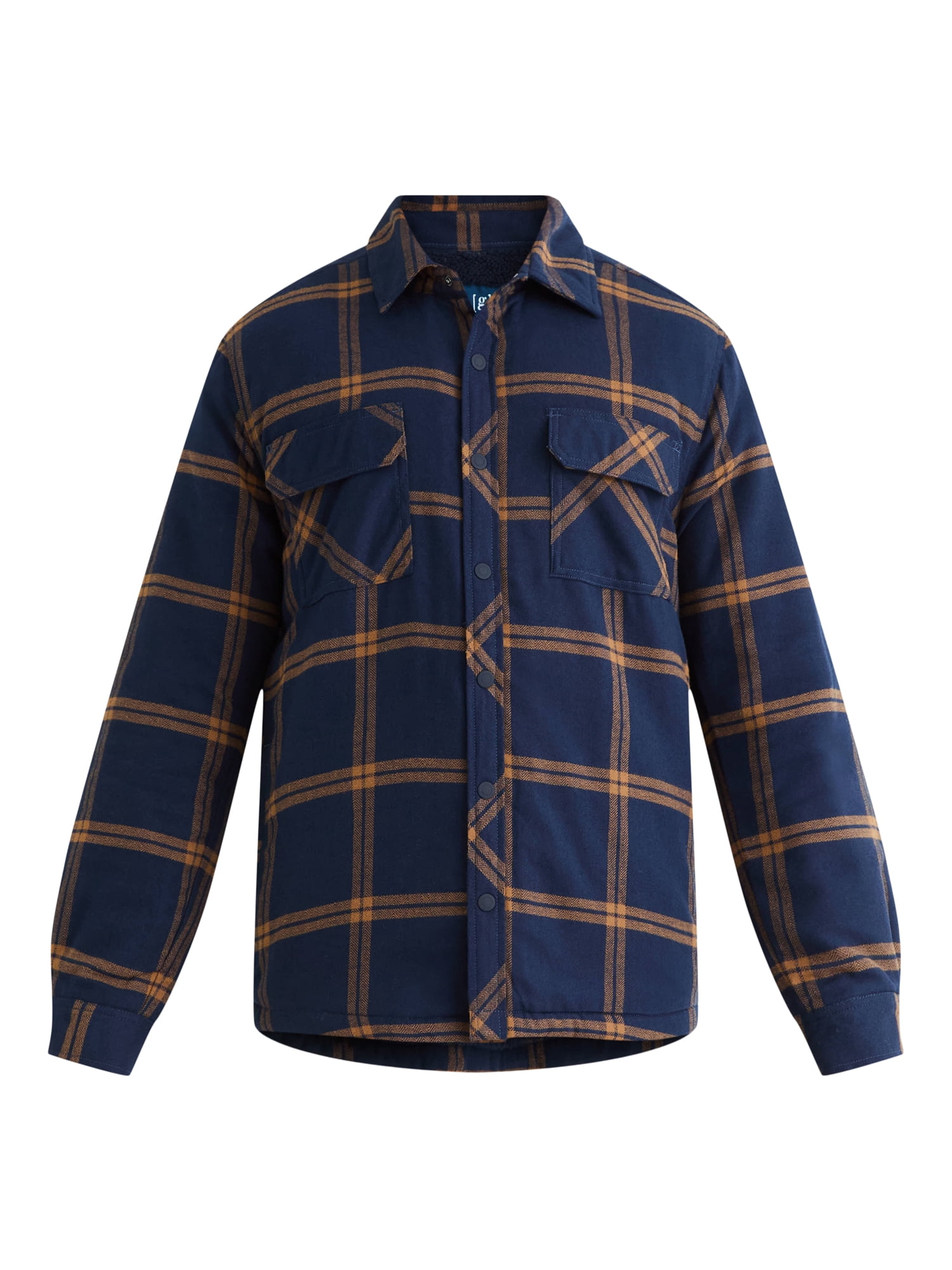 George Men's Shirt Jacket with Long Sleeves, High Pile Fleece Lining, Sizes S-3XL