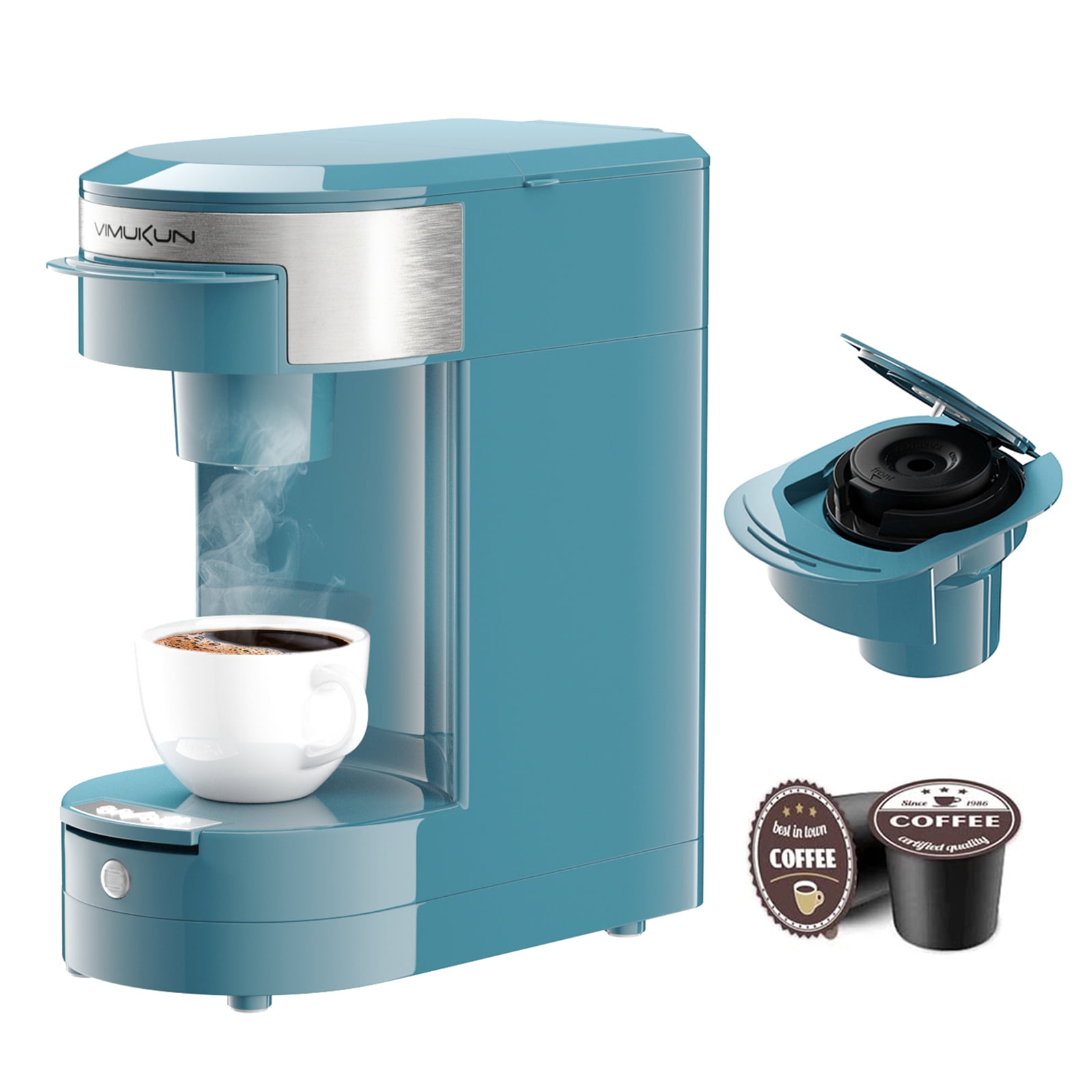 VIMUKUN Single Serve Coffee Maker, Compatible with KCup Pod & Ground Coffee, Coffee Brewer with