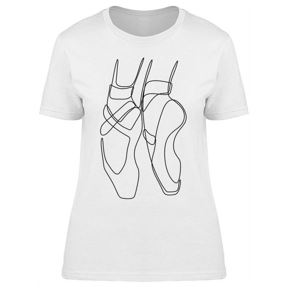 Pointe Shoes Line Drawing T-Shirt Women -Image by Shutterstock, Female Large