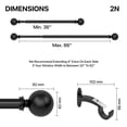 thumbnail image 5 of Deco Window 36 to 66 Inches 2 Pcs Adjustable Curtain Rod for Windows with Ball Finials (3/4'' Diameter, Black Matte), 5 of 9