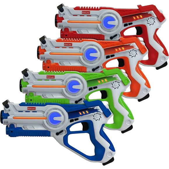 Kidzlane Laser Tag Guns Set for 4 for Kids and Adults - Infrared Blasters with 130-Foot Long Range, 4 Team Modes and Settings - Multiplayer Battles - Indoor and Outdoor P