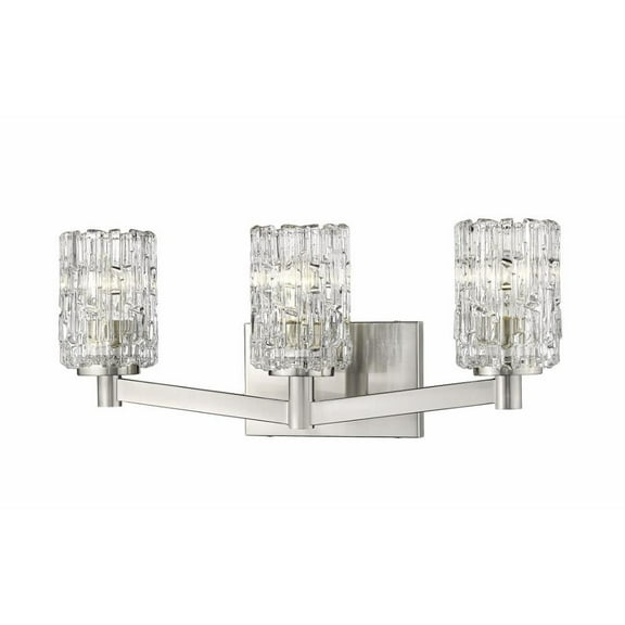 3 Light Contemporary Steel Vanity Light Fixture with Clear Glass-9.25 inches H By 22.5 inches W-Brushed Nickel Finish Bailey Street Home