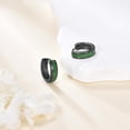 thumbnail image 4 of Black Greek Key Hoop Huggie Earrings Sterling Silver Greek Jewelry Gift for Men, 4 of 6