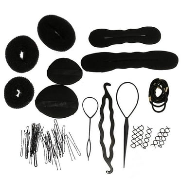 Set Of Pads Hairpins Clip Insert Tool Hair Bun Styling Accessories Beauty Supplies Black
