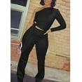 thumbnail image 1 of Lovelywholesale Trendy One Shoulder Knot Design Black Two Piece Pants Set, 1 of 2