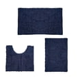 thumbnail image 1 of Yuarrent Lujosas alfombrillas de baño a rayas suaves para una experiencia cómoda Juego de 3 piezas de alfombrillas supersuaves Juegos de accesorios de baño azul oscuro, 1 of 6