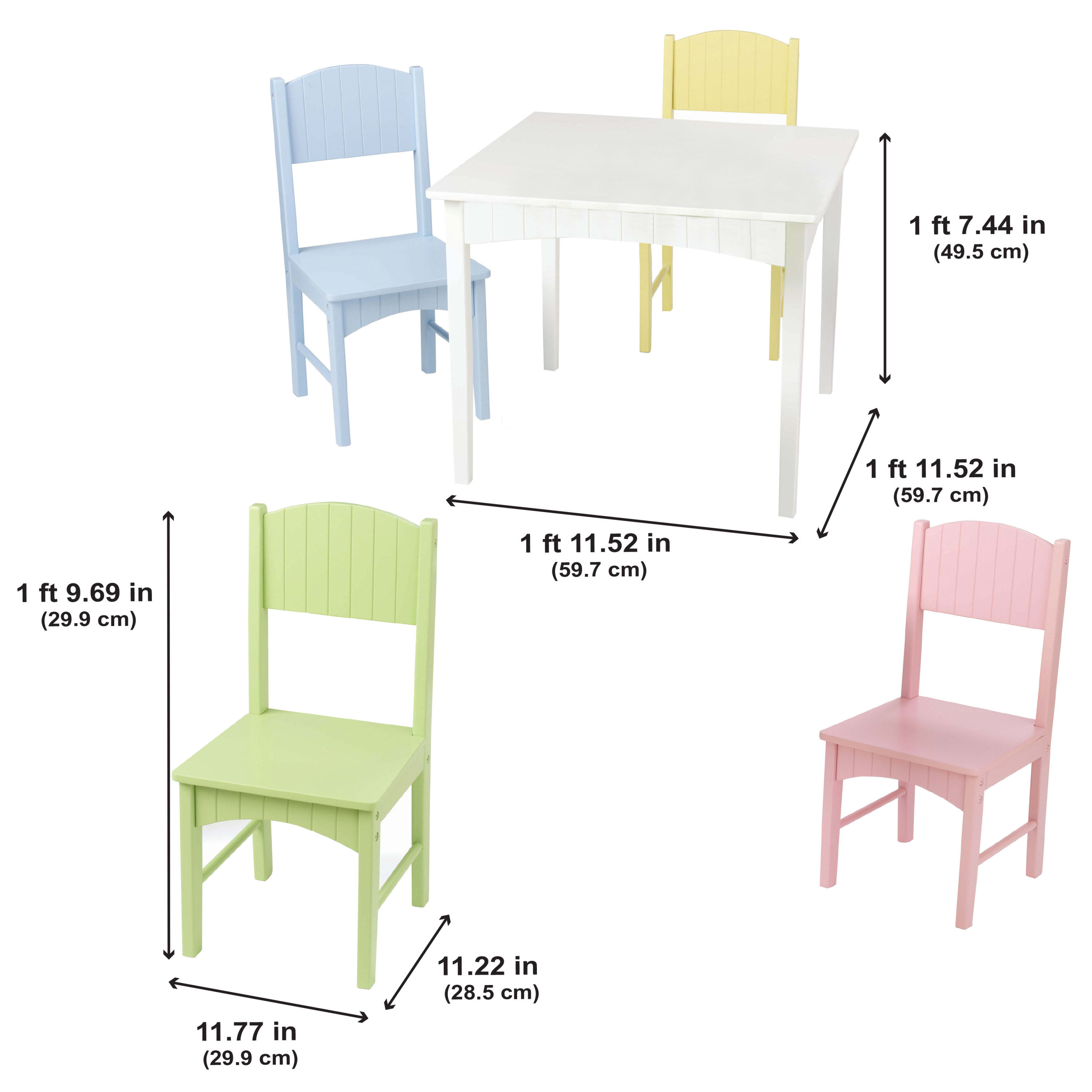 KidKraft Nantucket Children's Wooden Table & 4 Chair Set, Pastel Colors - image 9 of 9