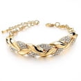 thumbnail image 1 of Pulsera ajustable con hojas doradas y diamantes. Joyas europeas y americanas, 1 of 6