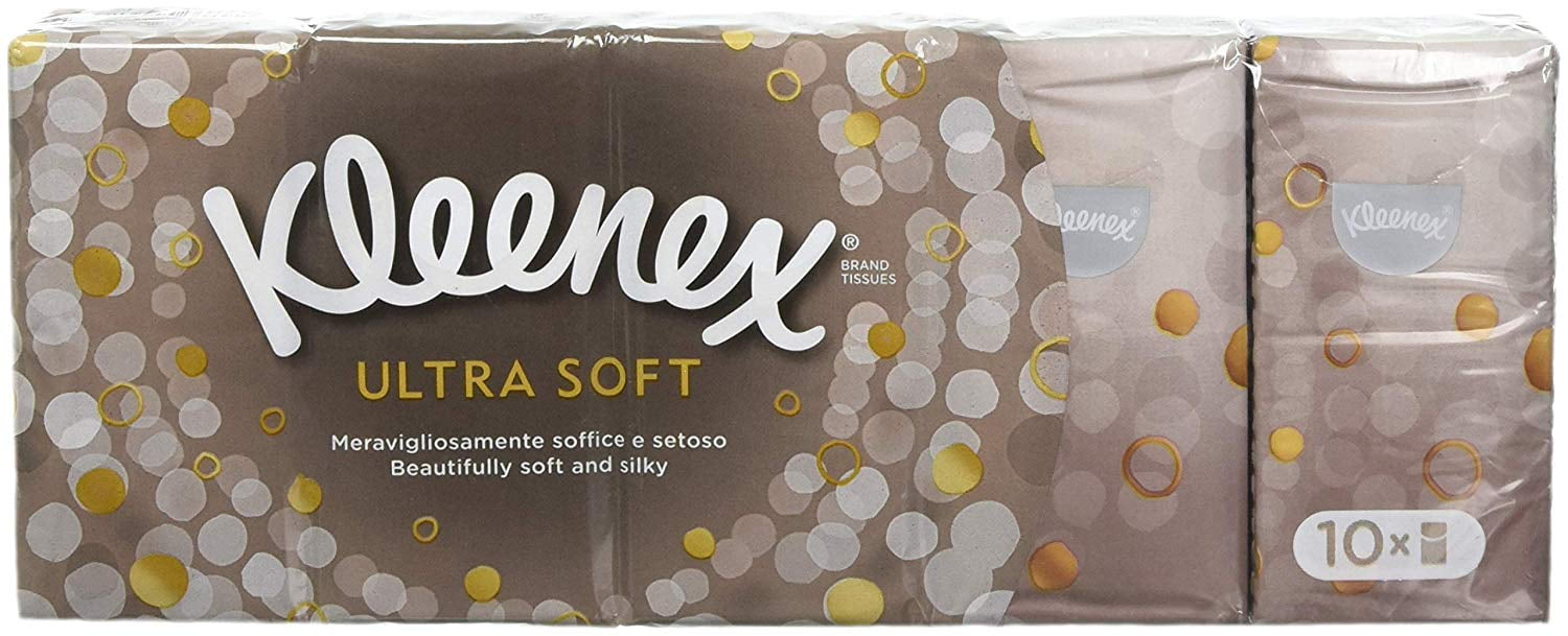 Small Pocket Pack Kleenex Ultra Soft & Strong Facial Tissues - 30 Small Packs (Total 270 Tissues)