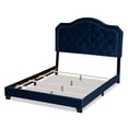 thumbnail image 3 of Bowery Hill Queen Size Navy Blue Velvet Upholstered Button Tufted Bed, 3 of 10