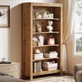 thumbnail image 3 of 5-Tier Tall Solid Wood Bookcase, Large Floor Standing Bookshelf with Heavy-Duty Shelves, Rustic 5-Shelf Display Storage Rack for Home Office, Living Room, Library, 3 of 9