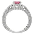 thumbnail image 2 of 10K White Gold Natural Pink Sapphire Ring Oval 8x6 mm Diamond Accents, size 10, 2 of 4