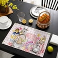 thumbnail image 3 of Bunny Easter Placemats Set of 12, Pink Eggs Plaid Spring Floral Farmhouse Placemats for Dining Table, Place Mats for Kitchen Tabletop, Waterproof Wipeable Dining Table Mats Set, 3 of 9