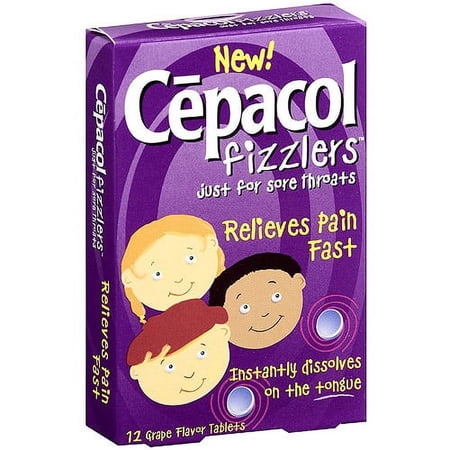 Cepacol Fizzlers Grape Sore Throat Tablets, 12 Count