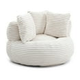 thumbnail image 6 of Aukfa 45" Oversized Round Bean Bag Chair, Deep Seat Lounger with 3 Pillows, No Assembly Sofa, Beige, 6 of 8