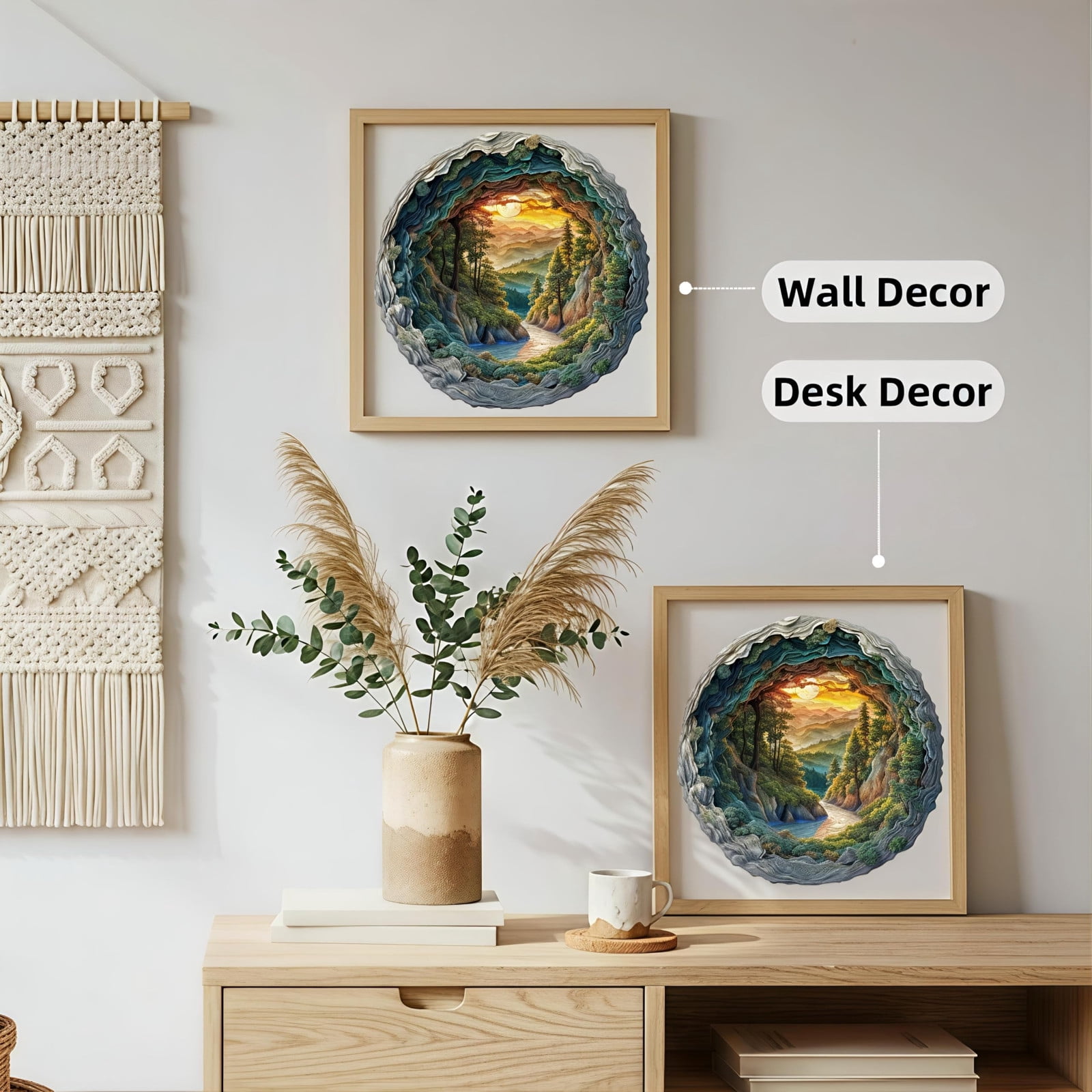 Wood Jigsaw Puzzle with Shapes, Cave Forest Scene, Basswood Pieces, Challenging Wooden Puzzle with Storage Box, for Adults and Kids
