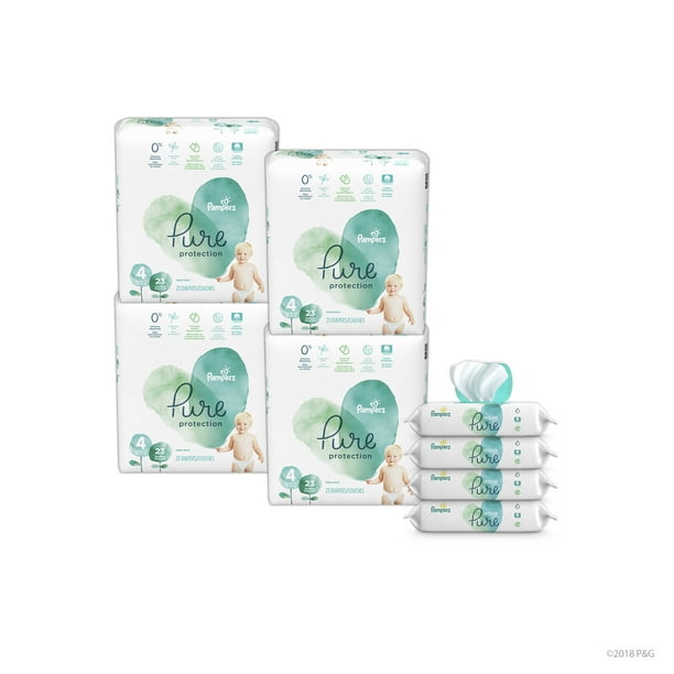 Pampers Pure Natural Diapers Size 4 and Aqua Pure 224 Ct Wipes