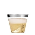 thumbnail image 2 of 100 Silver Plastic Cups 9 Oz Clear Plastic Cups Old Fashioned Tumblers Silver Rimmed Cups Fancy Disposable Wedding Cups Elegant Party Cups with Silver Rim, 2 of 7