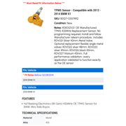 TPMS Sensor - Compatible with 2013 - 2014 BMW X1