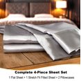 thumbnail image 6 of Smooth Satin BedTite Sheet Set, Full, Silver – Wrinkle-Resistant, Deep Pocket, Soft & Secure Fit, 6 of 7