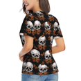thumbnail image 3 of Xecao Butterfly Skull for Women's V-Neck T-Shirts-Elegant Half-Sleeve Tops Perfect for Summer-Medium, 3 of 5
